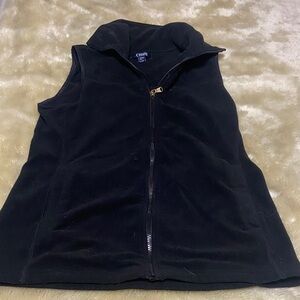 Chaps Black Zip-Up Fleece Vest
